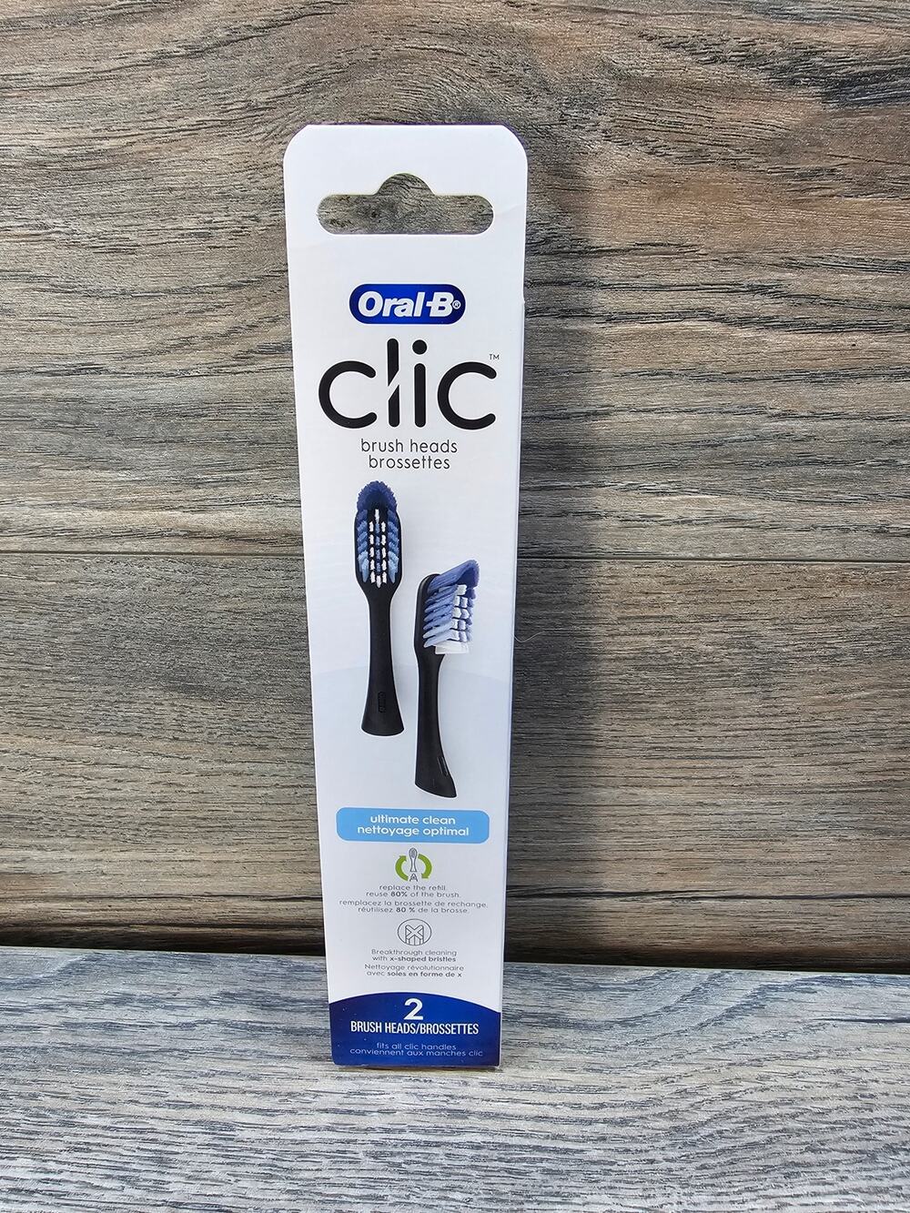 Oral-B Clic Toothbrush Ultimate Clean Replacement Brush Heads Black 2ct Soft